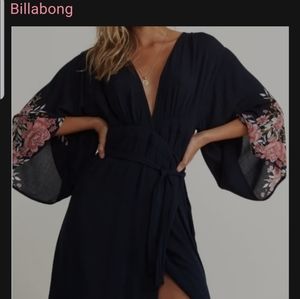Billabong navy blue kimono wrap robe dress